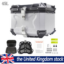 45L Motorcycle Rear Top Box Luggage Aluminium Tail Carrier Case Universal Silver