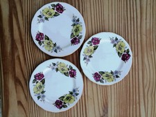 3 X Gainsborough VINTAGE BONE CHINA SIDE TEA PLATES 6 3/8", 16cm Bright Floral