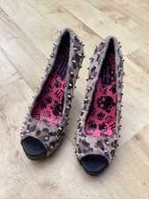 Abbey Dawn Avril Lavigne Studded Leopard Print Stiletto Shoes size 6