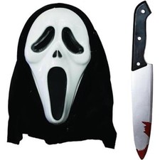 SCREAMER MASK KNIFE SCREAM GHOST FACE HORROR HALLOWEEN FANCY DRESS COSTUME
