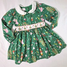 Vtg Bonnie Jean Smocked Nutcracker Dress 2T Christmas Holiday Ballerina Mouse 
