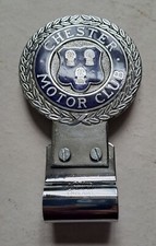 VINTAGE CHESTER MOTOR CLUB CAR BADGE and DESMO BADGEBAR CLIP / CHESHIRE
