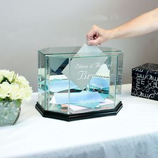 Personalized Glass Wedding Card Box Money Card Box - Free Engraving