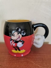 Disney Parks paris Mickey Mouse 3D Mug Arm Handle White Glove Red Black Ceramic