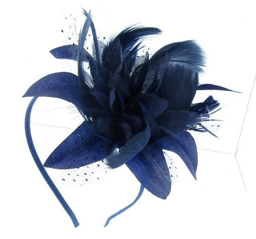Navy blue flower - , fascinator