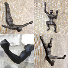 Coat Hooks Diving Stretching Climbing Man Strongarm Wall Hooks Hanger Cast Iron