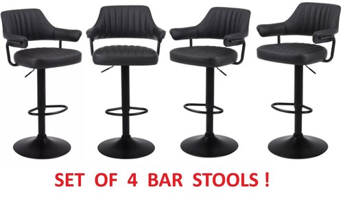 Plush black bar stools - 4,