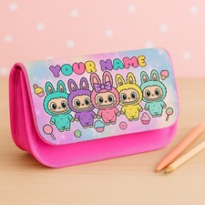 Personalised Labubu Dolls Pencil Case Girls Pink School Stationary Bag LAB03