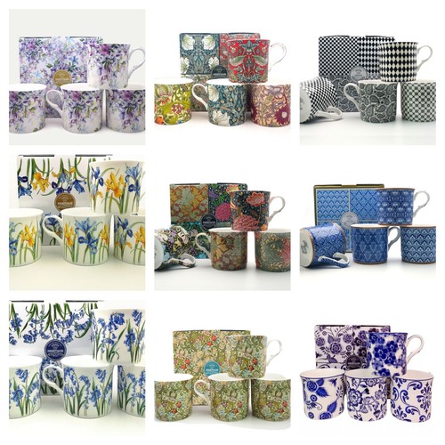 Bone china mugs set asst - of, 4