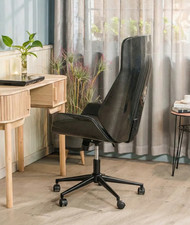 Tall Eames Lounge Chair Genuine Leather Club Seat Swivel Armchair - Carbon Fibre