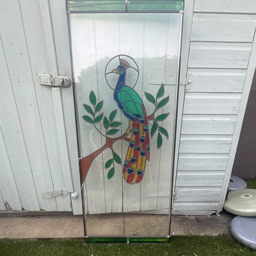 Antique stained glass peacock - antique,