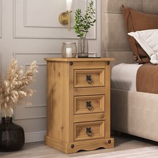Corona Bedside Cabinet 3 Drawer Table Chest Mexican Solid Pine Nightstand