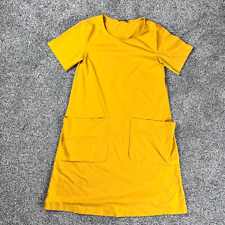 COS Womens Cotton Swing Dress Size S Yellow A-Line Front Pockets Short Sleeve