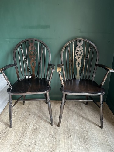 Pair vintage oak wheeled - vintage,