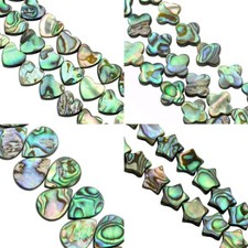 6x Green Abalone Shell Mother of Pearl Beads Double Sided for Jewllery Making 
