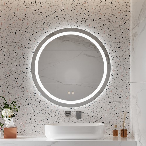 Round bathroom led mirror with - round,