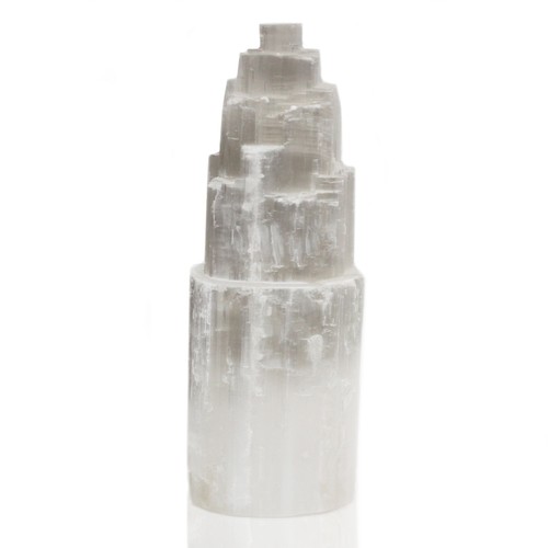 Natural selenite tower lamp - tower,