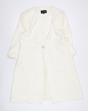 fee G Women’s White Long Sleeve Buttoned Overcoat Size 16