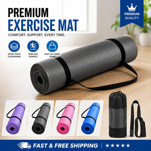 Thick exercise yoga mat - thick, 72"