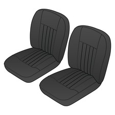 MGB / GT Front Seat Covers Vinyl Black/Black piping Type 1 style Pair  , 641-100