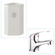 Bathroom Cabinet Vanity Unit Sink Basin Storage Corner Cloakroom Gloss White