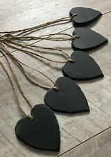 Handmade natural slate heart mini chalkboard name tags wedding favours 6cm
