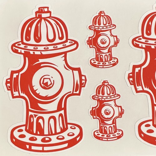 Red fire hydrant stickers - fire,