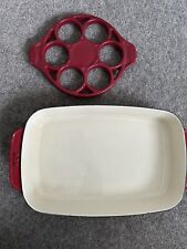 Aga Cookware MED red claret Enamel Cast Iron Oven 40cm Roasting Baking Dish Pan