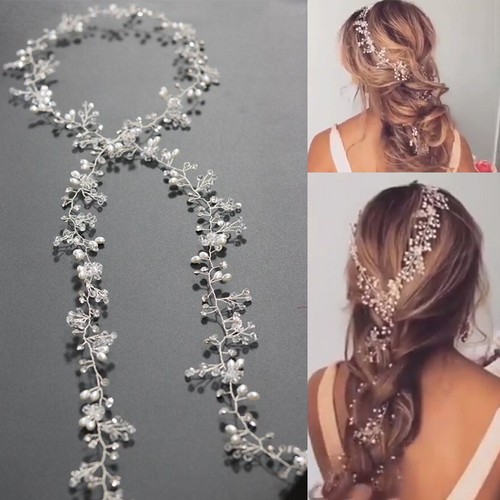 Pearl wedding gown - hair, vine