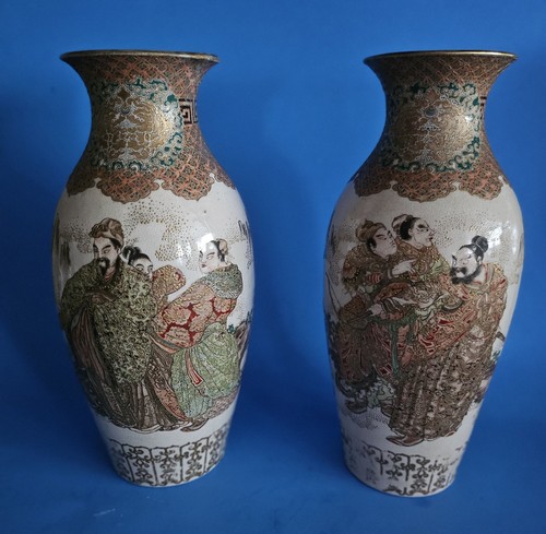 Pair old hand painted - old,