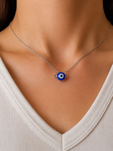 Blue evil eye necklace - evil,