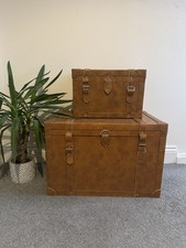 2 X Tan Leather Effect Storage