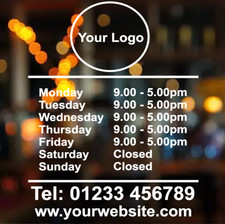 Shop Window Opening Hours Times Customised Personalised Sign Vinyl Decal Sticker