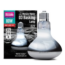 ARCADIA MINI D3 80W E27 BASKING LAMP REPTILE BULB HEAT LIGHT & UV UVA UVB IR