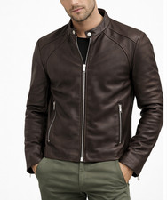 Mens Leather Jacket Coat Size