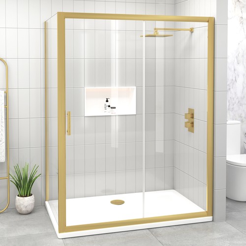 Brushed brass sliding - sliding, shower