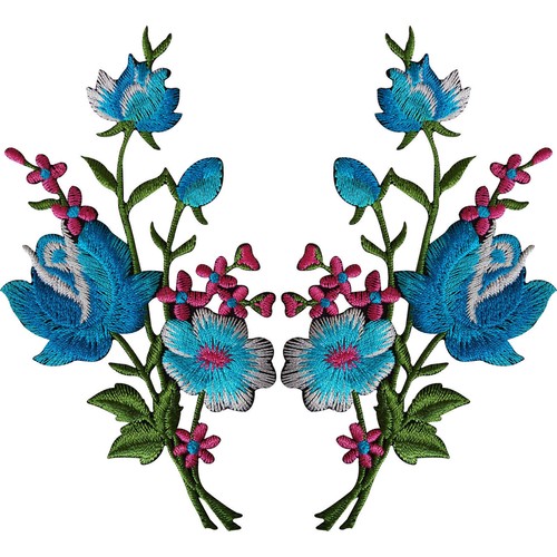 Pair flower embroidered - pair,