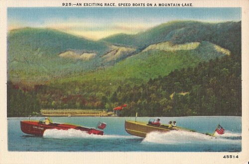 Speedboat mountain lake - speedboat,
