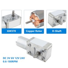 GW370 Turbo Worm Gear Motor DC 3-24V 0.6-180 RPM Mini Electric Gearbox Motor