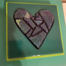 Fused Dichroic Heart Art Glass