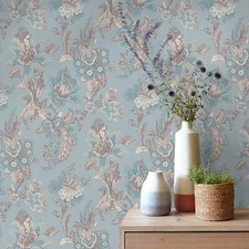 Duck Egg Floral Wallpaper Grey