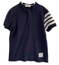 Thom Browne New York Polo Shirt Navy 4-Bar Stripe Sleeve Size 3 Cotton Blend #96