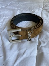 Yves Saint Laurent YSL Brown Suede Leather Belt Men’s 32-38 Waist One Size