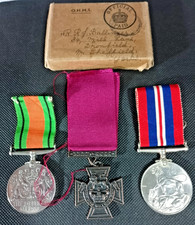 2 ORIGINAL WW2 MEDALS - DEFENCE & 1939/45  & a copy of the VC MEDAL plus ribbons