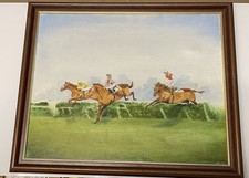 Vintage Horse Racing Watercolour Painting
