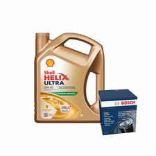 Shell Helix Ultra 0W40 Engine Oil 4L Bosch Oil Filter Service Kit 4 Litre