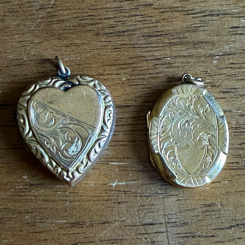 Vintage two 9ct gold back - gold, &