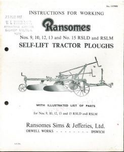 Ransomes tractor plough nos - tractor,