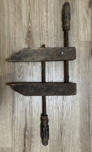 Antique large wooden screw arm - wooden,