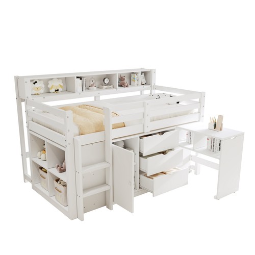 White wooden kids mid sleeper - kids,